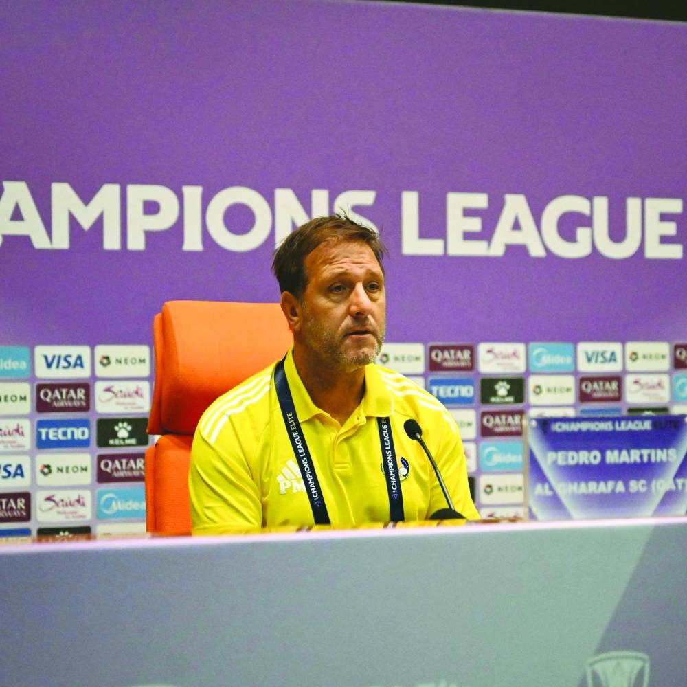Al Gharafa coach Pedro Martins addressing a press conference in Jeddah Sunday.
