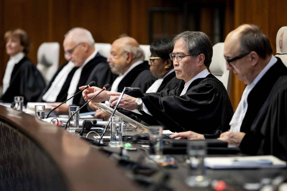 President of the International Court of Justice (ICJ) Yuji Iwasawa chairs the first day of hearings of the ICJ in The Hague on Wednesday, in order to issue an advisory opinion on Israel's obligations to provide assistance in the occupied Palestinian territories. AFP