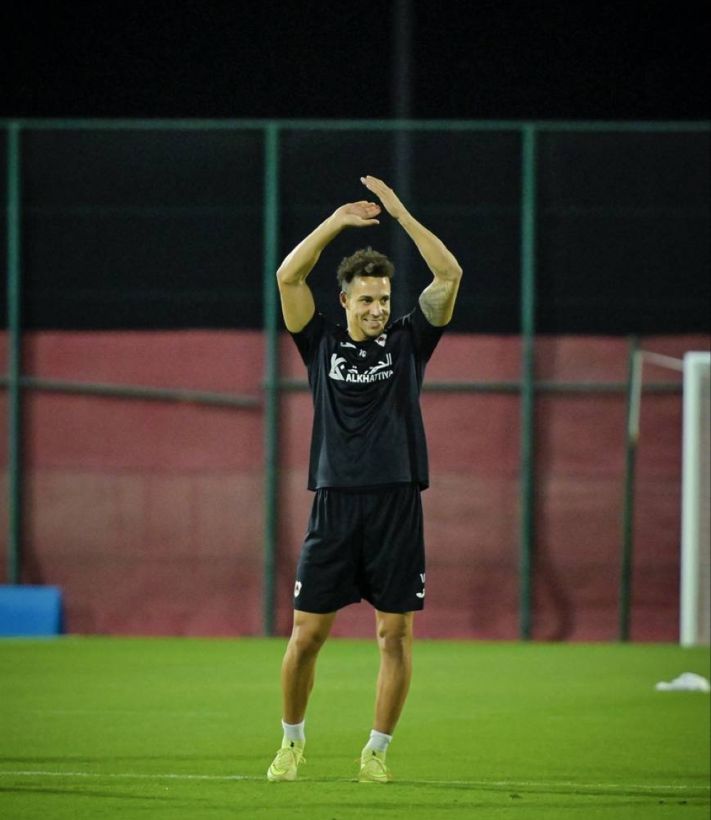 Al Rayyan forward Rodrigo Moreno is all smiles at a training session.