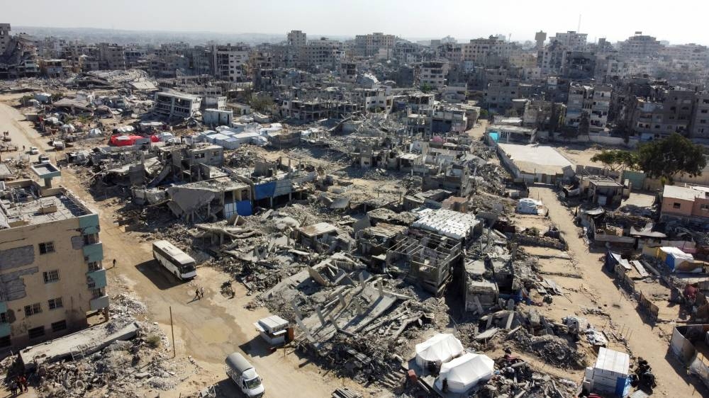 A drone view of damaged buildings amid a ceasefire between Israel and Hamas, in Gaza City, October 27, 2025. REUTERS