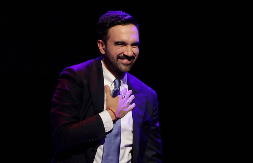 Democratic candidate for New York City mayor Zohran Mamdani reacts after winning the 2025 New York City Mayoral race, at an election night rally in the Brooklyn borough of New York City, New York, US November 4, 2025.

     TPX IMAGES OF THE DAY
