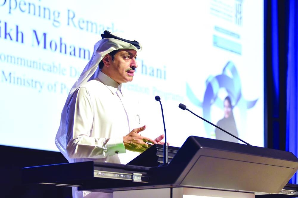 Sheikh Dr Mohammed al-Thani speaking at the symposium