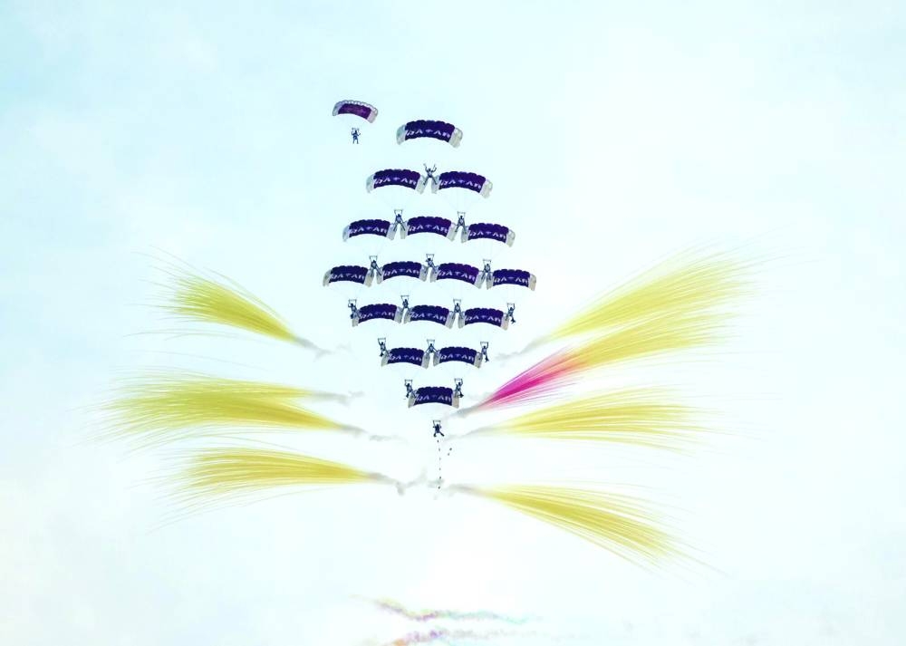 Participants in action during the opening ceremony of the The 47th World Military Parachuting Championship - which kicked off in Doha on Saturday. The Nov 15 to 23 championship is taking place at Um Al Shkhut Airport. 