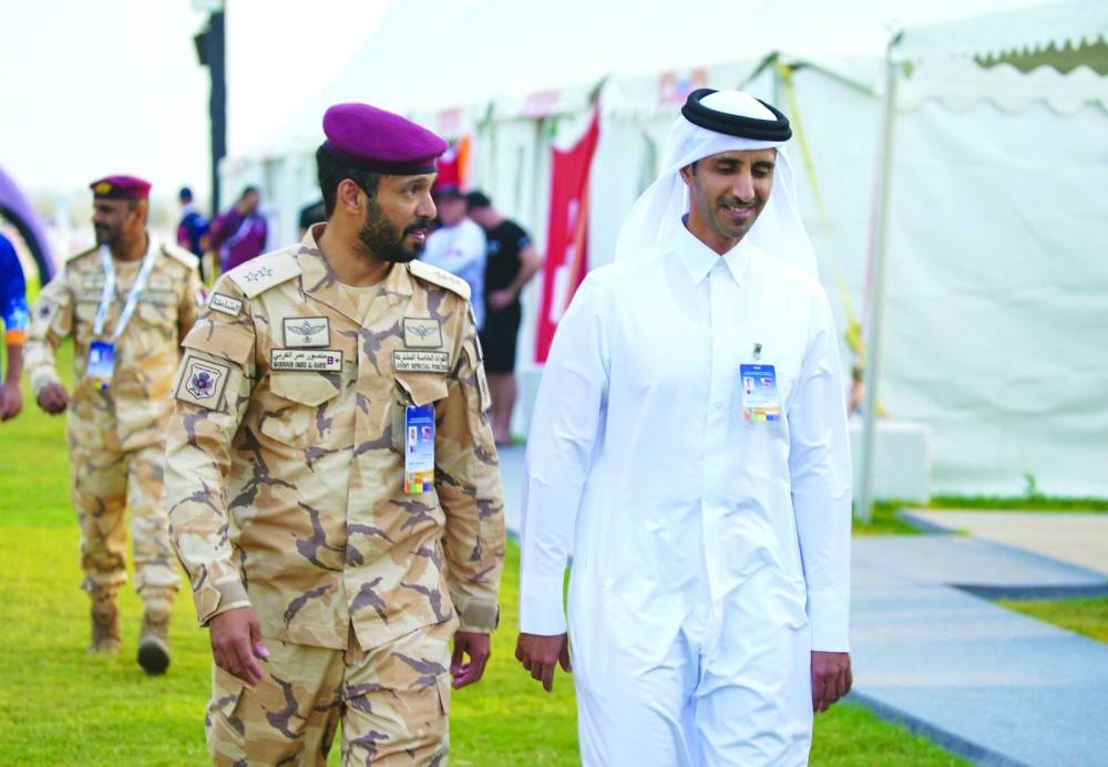 His Excellency Brigadier General Mohammed bin Zayed Al Otaibi, Commander of the Joint Special Forces and Head of the Qatar Air Sports Committee, visited the 47th CISM World Parachuting Championship 2025 at the Um Al Shkhut Airport near Al Khor.