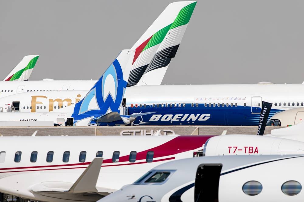 Passenger aircraft at the Dubai Air Show on Monday. This year’s air show in Dubai featured an unusual array of upsets, surprises and comebacks as Airbus and Boeing fought over orders, while a new contender from China made its presence felt to challenge the long-standing duopoly.