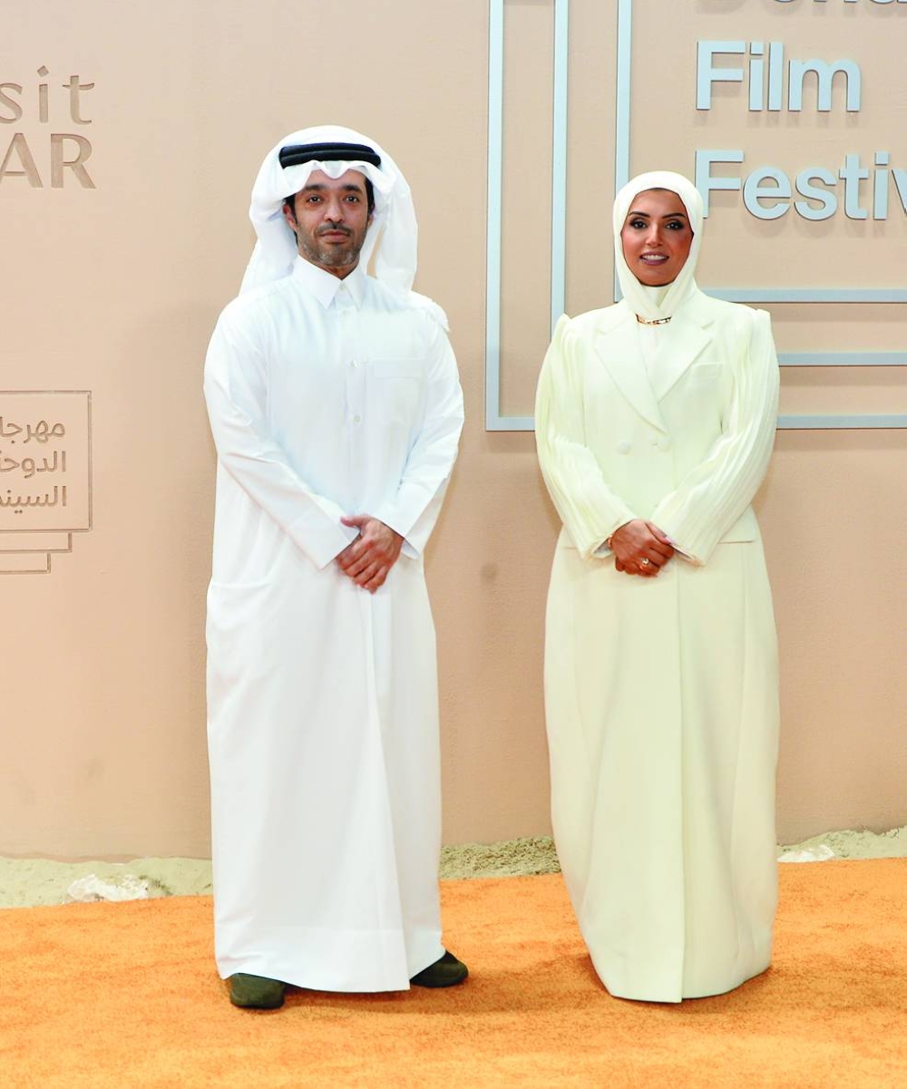 Festival director and DFI CEO Fatma Hassan Alremaihi with Qatar Tourism chairman His Excellency Saad bin Ali al-Kharji at DFF 2025