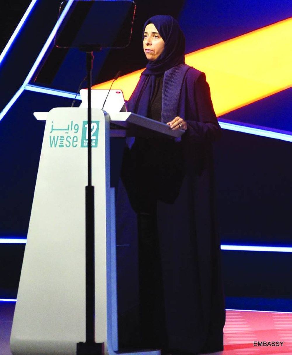 Her Excellency Lolwah bint Rashid bin Mohammed al-Khater, Minister of Education and Higher Education speaking at the opening session of WISE 12. 
