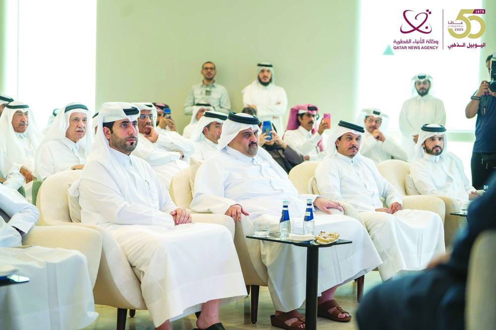His Excellency Sheikh Khalid bin Abdulaziz al-Thani, CEO of the QMC, along with a number of officials.