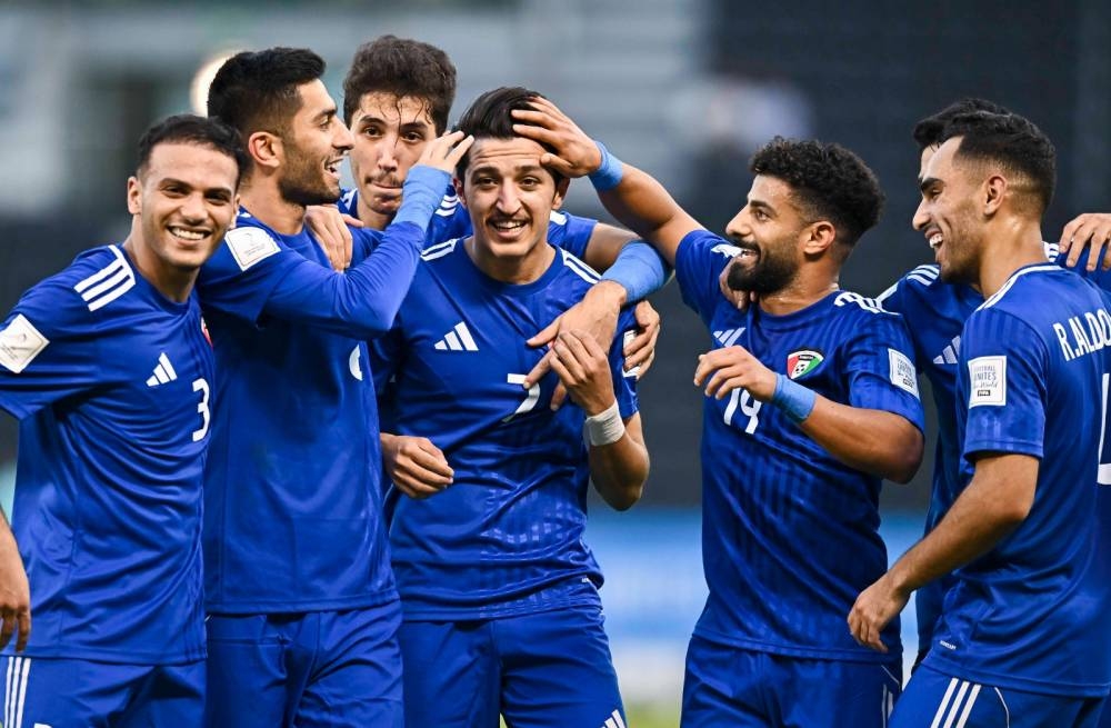 Mohammad Daham (centre) dazzled as Kuwait eased past Mauritania 2-0.  PICTURE: Noushad Thekkayil