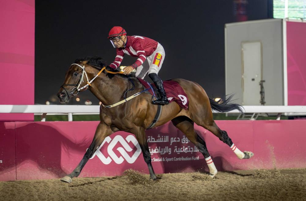 Fayos Martin Borja guided Estoori to the Bu Samrah Cup win at the Al Rayyan Racecourse yesterday.. PICTURES: Juhaim