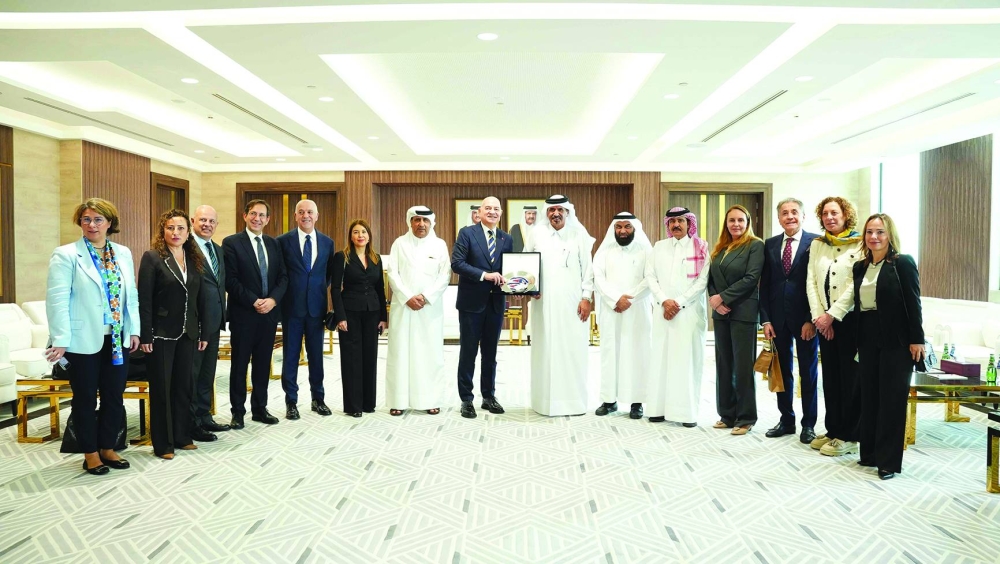 Officials of Qatar Chamber and the Turkish Industry and Business Association (TUSIAD) during a meeting in Doha Monday.