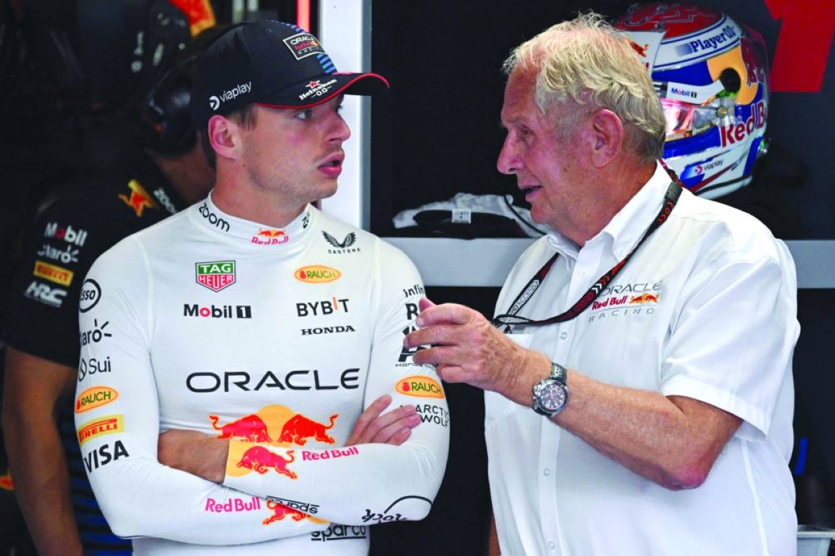 Red Bull Racing's Dutch driver Max Verstappen speaks with director of the Red Bull Formula One teams Helmut Marko during second practice session, ahead of the Italian Formula One Grand Prix at Autodromo Nazionale Monza circuit, in Monza on August 30, 2024. Red Bull's influential advisor Helmut Marko is leaving the Formula One giants, it was reported by several media outlets on December 9, 2025. The 82-year-old Austrian has been front and centre of Red Bull's remarkable run in F1 since their arrival on the grid back in 2005, helping to oversee six constructors' championships and eight drivers' titles.(AFP)