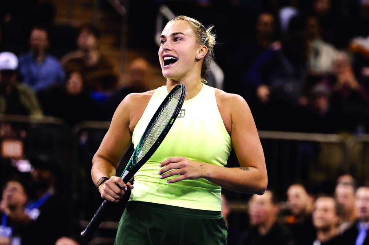 Aryna Sabalenka reacts against Naomi Osaka of Japan during the Garden Cup at Madison Square Garden in New York City. (AFP)