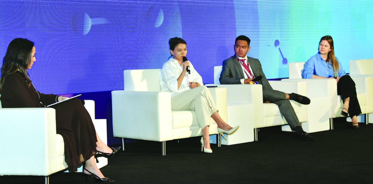Anastasiya Zubritskaya, COO of Remozo (2nd from left), shares insight on the panel discussion &#039;Fintech Solutions for SMEs -- Unlocking Growth Potential&#039; while looking on are (from left) moderator Vanessa Rameix, regional director -- The Business Year Qatar; Daniel Sansano, CEO of Daniel Sansano Capitals Inc; and Mal Filipowska, head of portfolio and platforms at Seedstars. PICTURE: Thajudheen