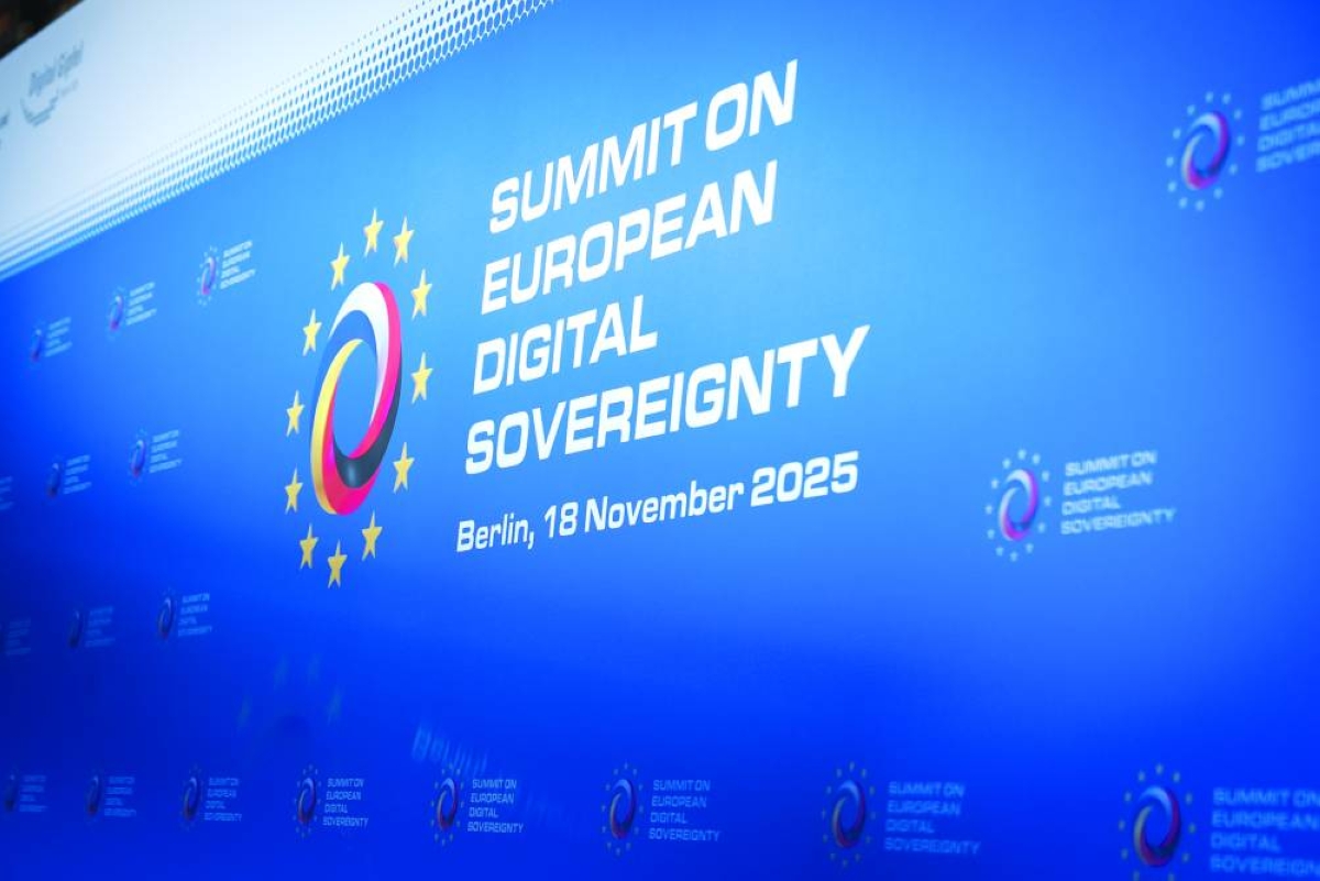 
Official branding backdrop for the “Summit on European Digital Sovereignty,” in Berlin on November 18, 2025. (Photo: bmds.bund.de) 