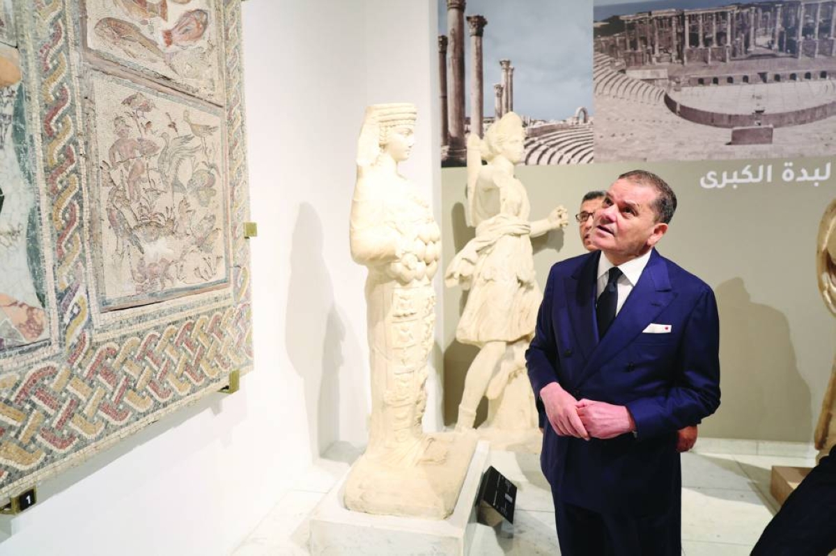 Libya's Prime Minister Abdulhamid  al-Dbeibah visits the National Museum, the largest in Tripoli, following its reopening after nearly 14 years of closure.