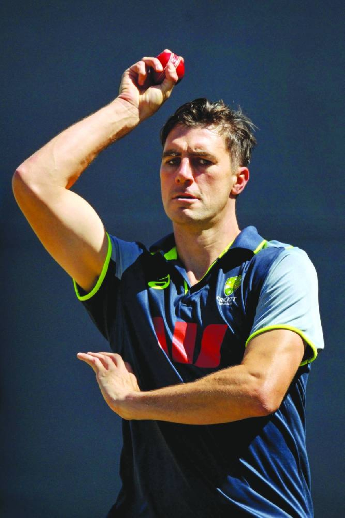 Australia's Pat Cummins bowls in the nets during a training session ahead of the third Ashes cricket Test match against England, at the Adelaide Oval in Adelaide on December 16, 2025. (Photo by William WEST / AFP) / -- IMAGE RESTRICTED TO EDITORIAL USE - STRICTLY NO COMMERCIAL USE --