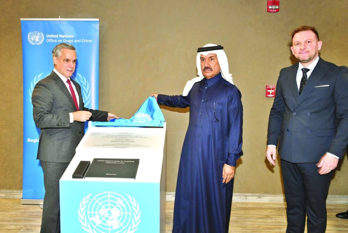 John Brandolino (left) and His Excellency Dr Ahmed bin Hassan al-Hammadi at the opening of the centre in Doha Tuesday