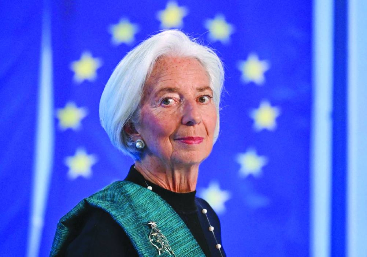 
ECB President Christine Lagarde attends a press conference at the central bank’s headquarters in Frankfurt am Main, western Germany, on Thursday. 