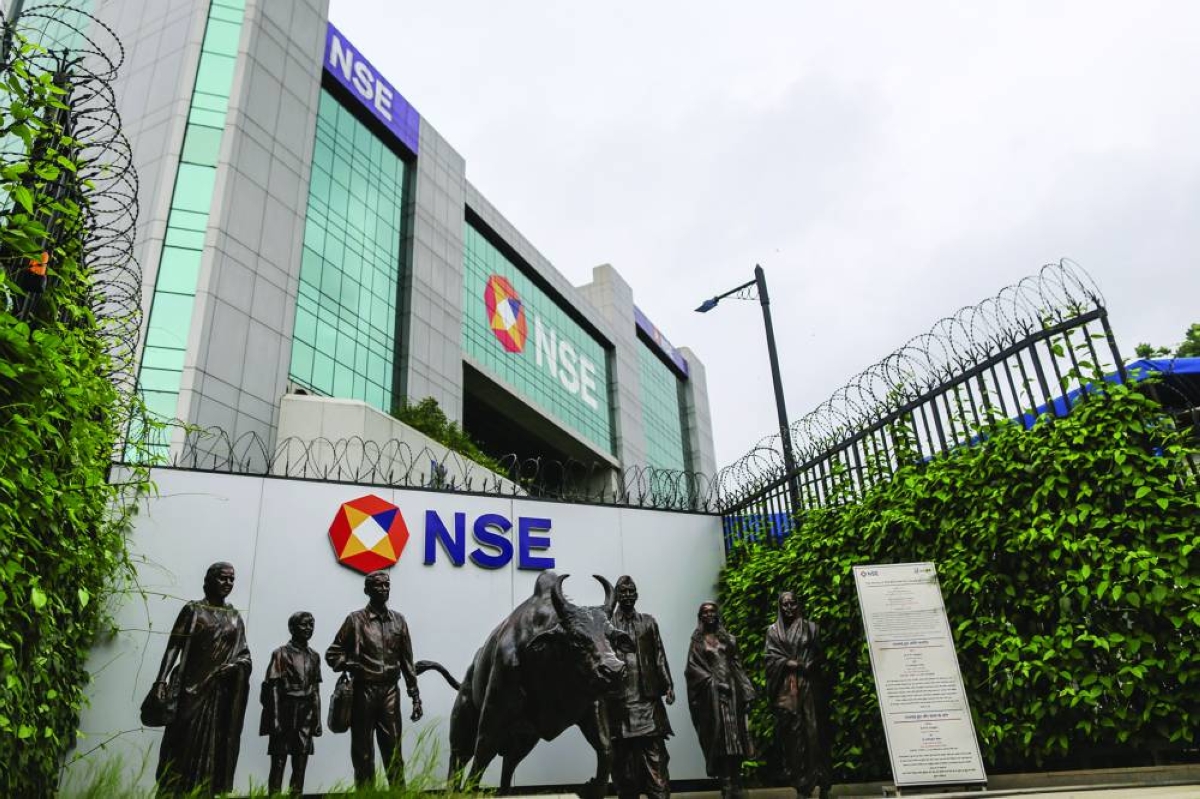 A statue of a bull outside the National Stock Exchange in Mumbai. Despite geopolitical flare ups and a recent global selloff in risk assets, the NSE Nifty 50 Index has barely budged for months as domestic money overwhelms foreign flows and derivatives trading curbs choke off volatility.