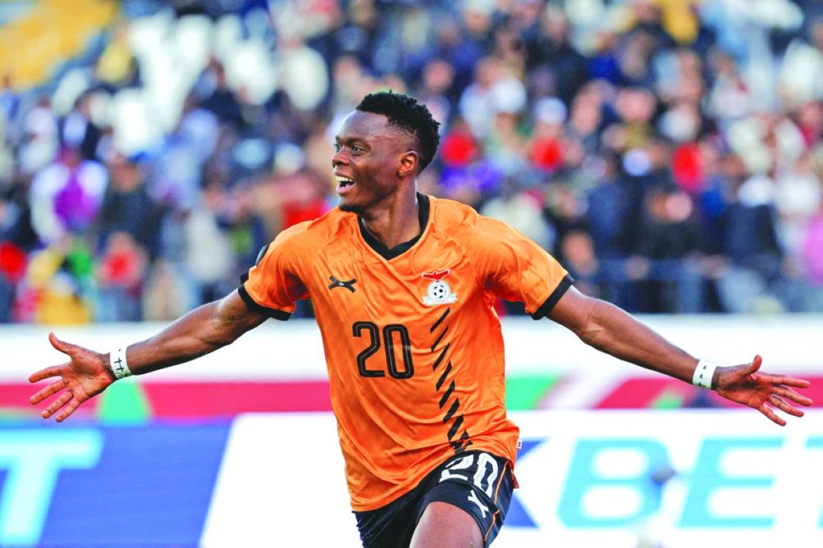 Zambia's forward #20 Patson Daka celebrates scoring his team's first goal during the Africa Cup of Nations (AFCON) Group A football match between Mali and Zambia at Mohammed V Stadium in Casablanca, Morocco on December 22, 2025. (AFP)