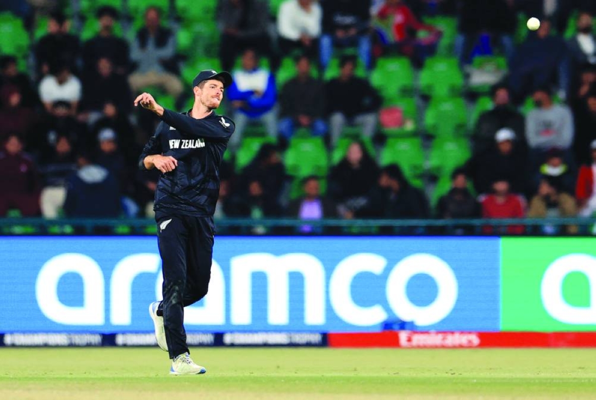 Cricket - ICC Men's Champions Trophy - Semi Final - South Africa v New Zealand - Gaddafi Stadium, Lahore, Pakistan - March 5, 2025
New Zealand's Mitchell Santner in action fielding REUTERS