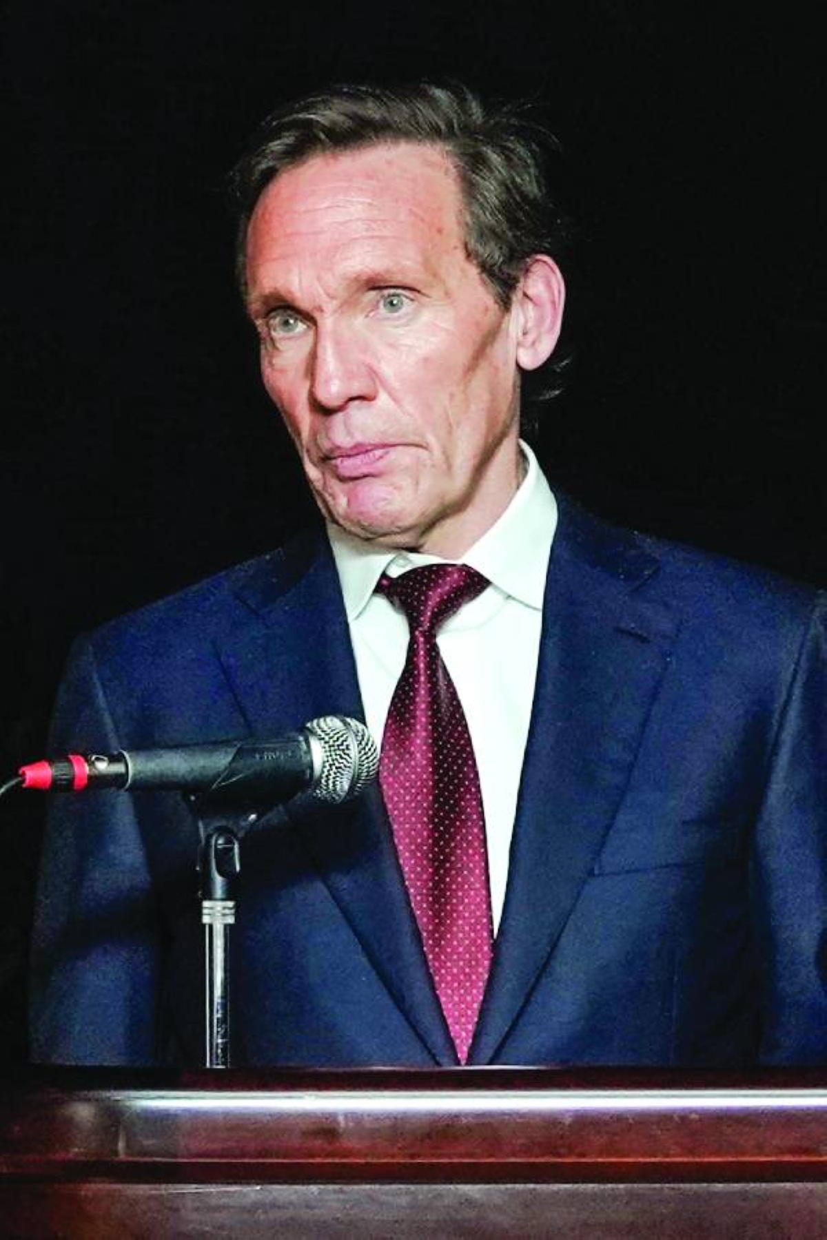 Justin Floyd, CEO and co-founder of RedCloud Technologies, delivering a speech during a networking event held in Doha recently.