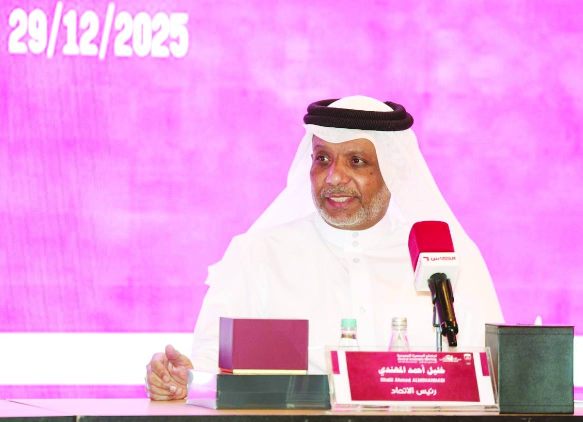 Khalil al-Mohannadi during the Qatar Table Tennis Association General Assembly in Doha on Monday. Al-Mohannadi was involved with the game for 30 years in Qatar.