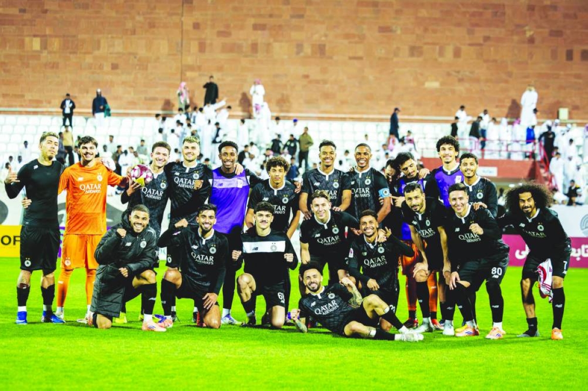 
Al Sadd players celebrate after their 3-0 win over Al Shamal yesterday. 