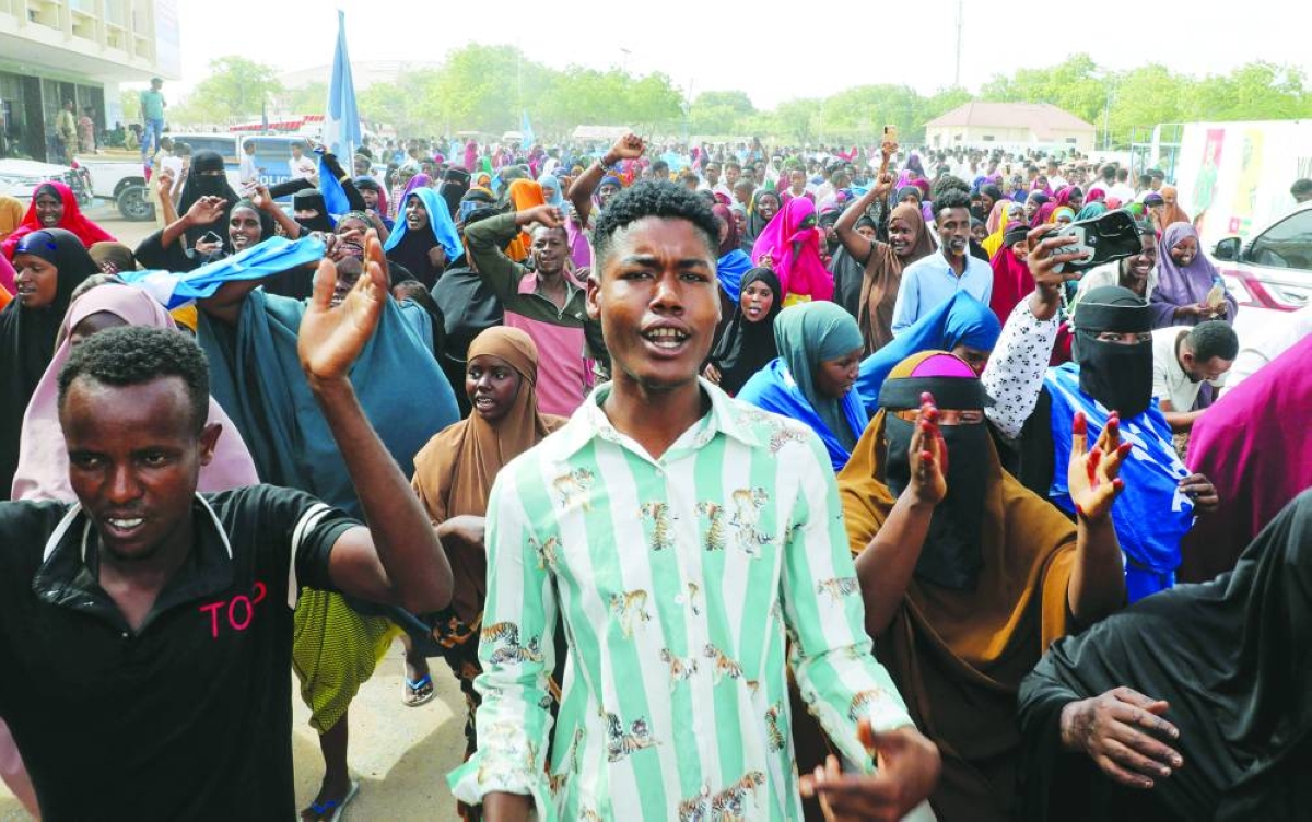 Somalis attend a demonstration after Israel became the first country to formally recognise the so-called Somaliland as an independent  state, in Warta Nabada district of Mogadishu, Tuesday,
