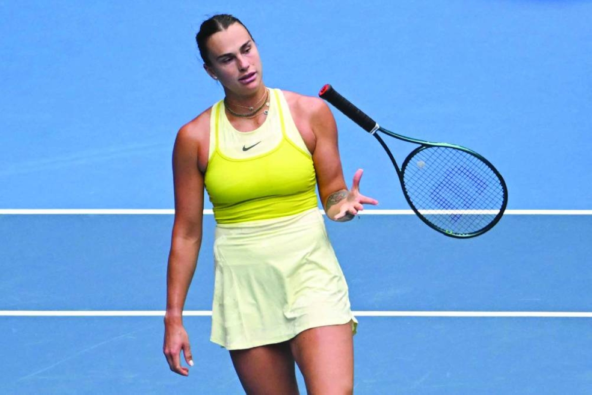 Belarus' Aryna Sabalenka reacts after a point against Spain's Jessica Bouzas Maneiro during their singles match on day four of the Australian Open in Melbourne yesterday. (AFP)