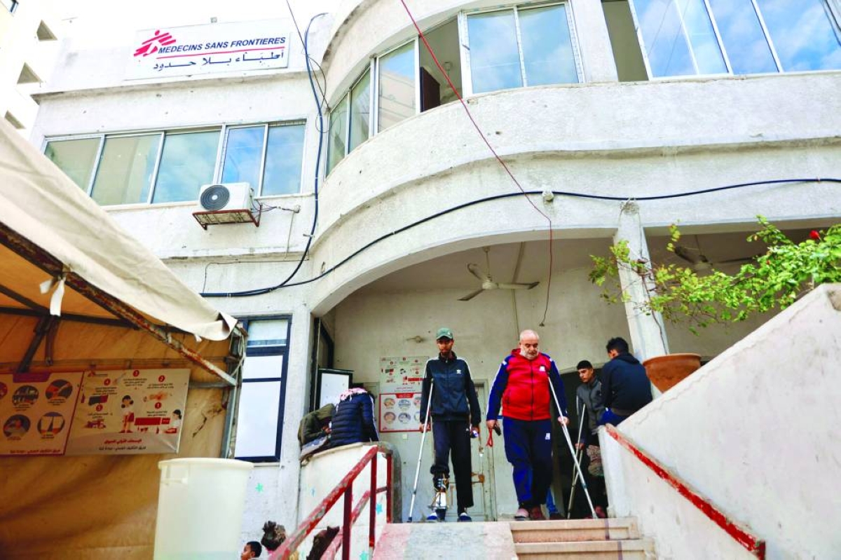 
A recent photo shows Palestinian patients leaving the Doctors Without Borders clinic, in the Al-Rimal neighbourhood of Gaza City. 