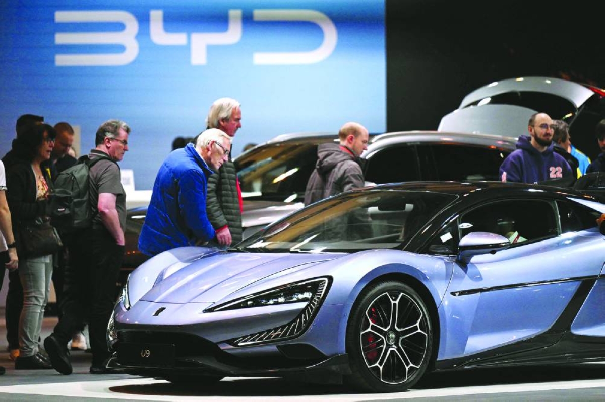 A BYD Yangwang U9 is on display at the Essen Motor Show in Essen, western Germany (file). Chinese EV giant BYD — which last year overtook Elon Musk's Tesla to become the world's largest electric carmaker — saw its German sales rise over 700% to more than 23,000 cars, giving it 0.8% of the overall auto market.