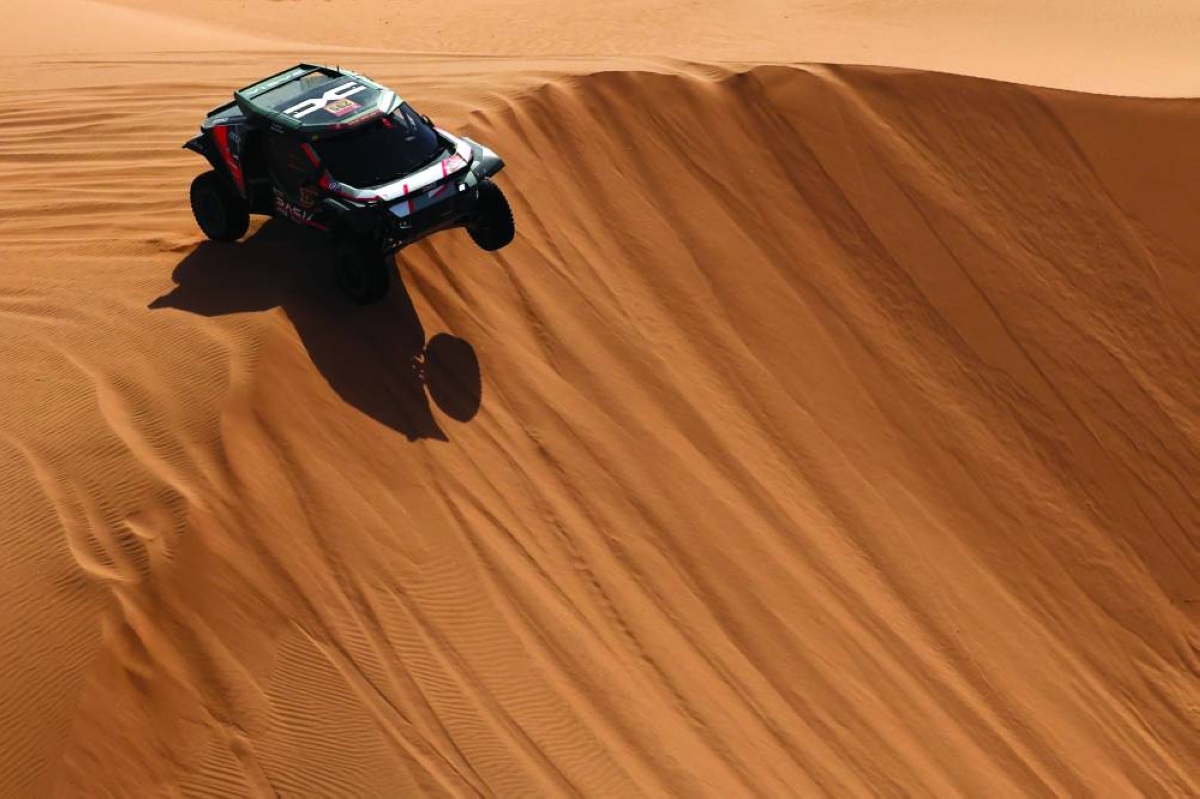 
Dacia’s Nasser al-Attiyah and his co-driver Fabian Lurquin in action during stage seven of the Dakar Rally from Riyadh-Wadi Ad-Dawasir. (Reuters) 