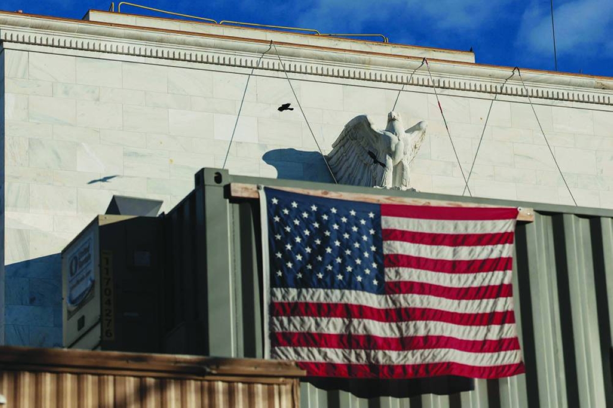 Construction continues at the Marriner S Eccles Federal Reserve Board Building in Washington, DC on Monday.