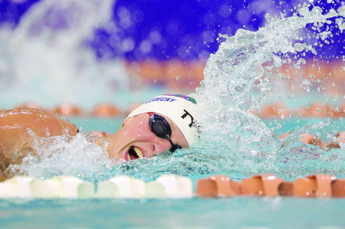 Katie Ledecky competes in the Women's 1500 Meter Freestyle final during the USA Swimming Pro Swim Series Austin at Lee & Joe Jamail Texas Swimming Center on January 14, 2026 in Austin, Texas. (AFP)