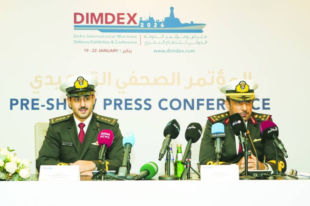Captain (Sea) Khalid Mohammed al-Siddiqi (left) and Staff Brigadier (Sea) Abdulbaqi Saleh al-Ansari at the press conference Sunday.