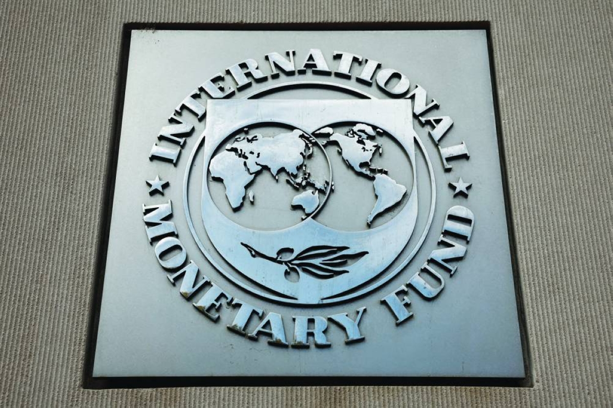 The IMF logo at its headquarters in Washington, DC. The IMF in its ‌World Economic Outlook update forecast global GDP growth ‍at 3.3% in 2026, up 0.2 percentage point from its last estimate in October.