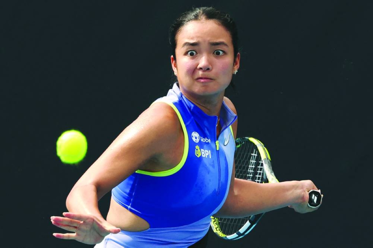 
Alexandra Eala hits a return to Alycia Parks during their Australian Open match in Melbourne yesterday. (AFP) 