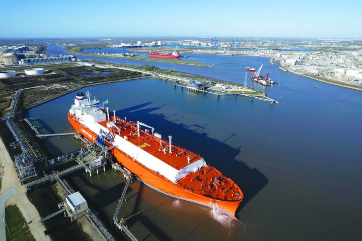 An LNG tanker at the Freeport LNG facility in Freeport, Texas. Futures prices for natural gas — fuel for home furnaces and power plants alike — jumped 70% in the US over a wild week of trading, as forecasts for deep cold grew steadily worse