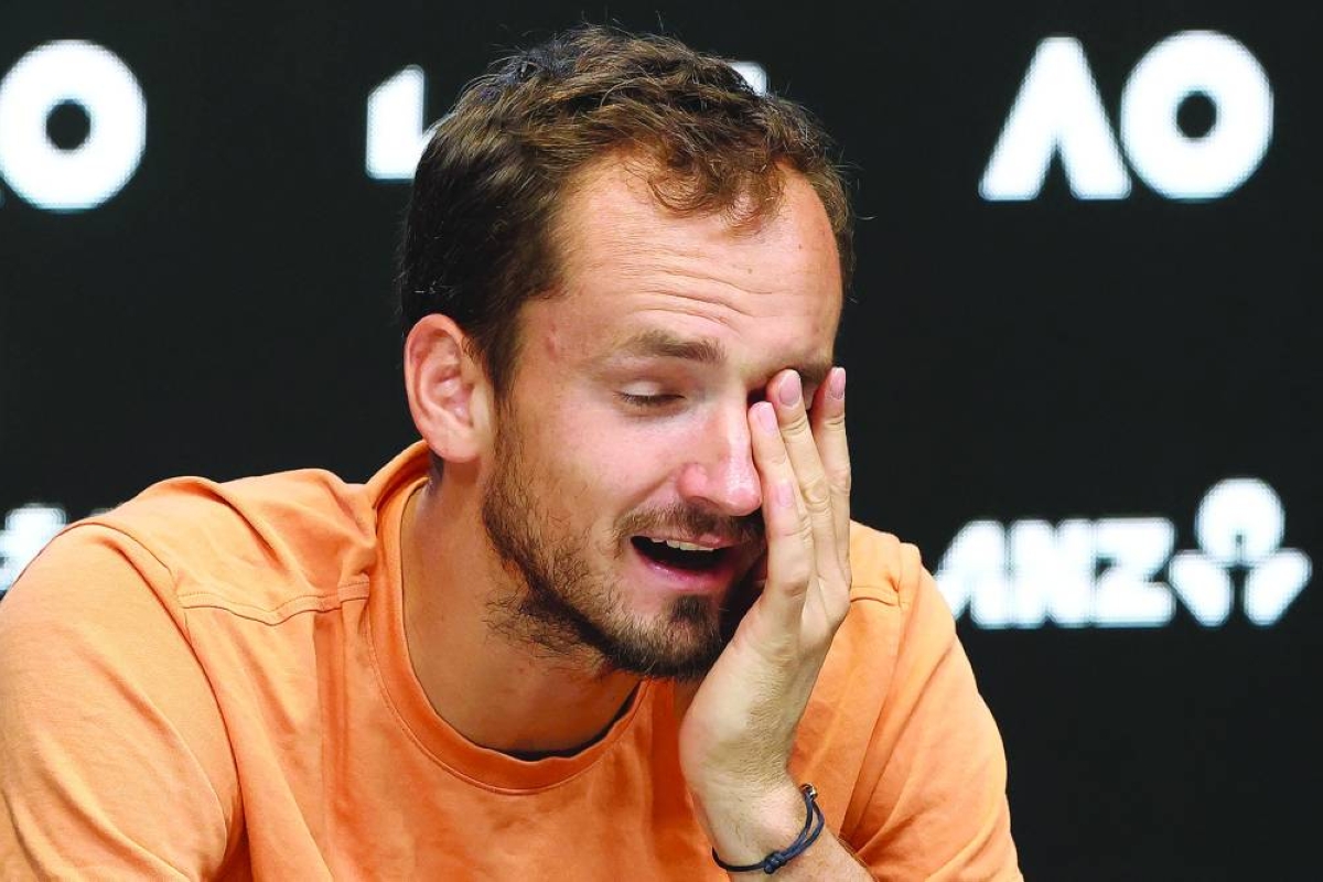 Russia’s Daniil Medvedev speaks at a press conference after losing to USA’s Learner Tien in Melbourne Sunday. (AFP)