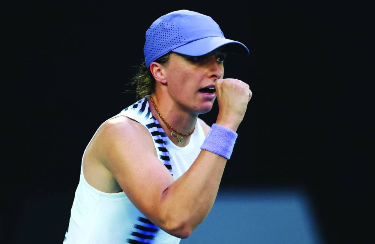 Tennis - Australian Open - Melbourne Park, Melbourne, Australia - January 26, 2026
Poland's Iga Swiatek reacts during her fourth round match against Australia's Maddison Inglis REUTERS