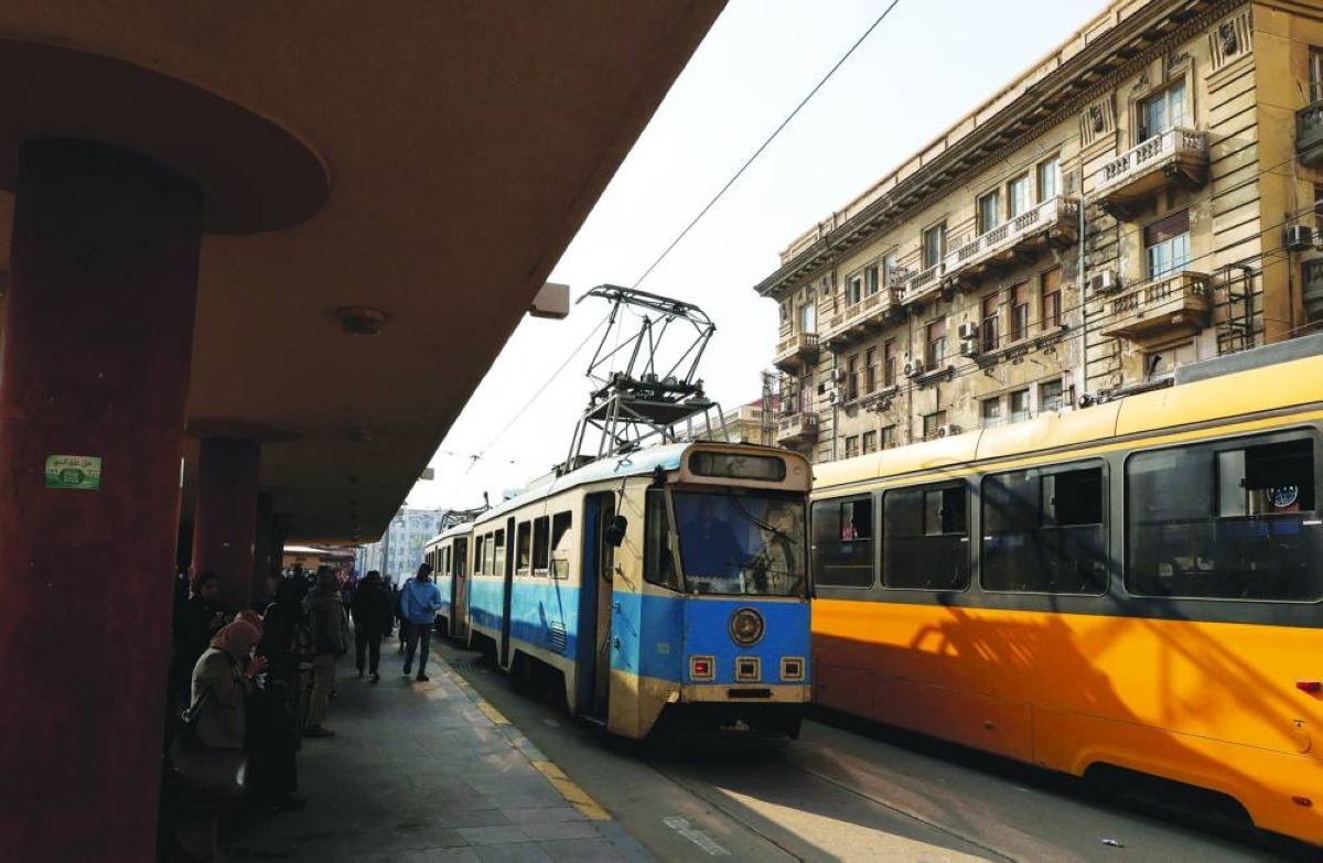 A tram along a busy street in Alexandria. – Reuters