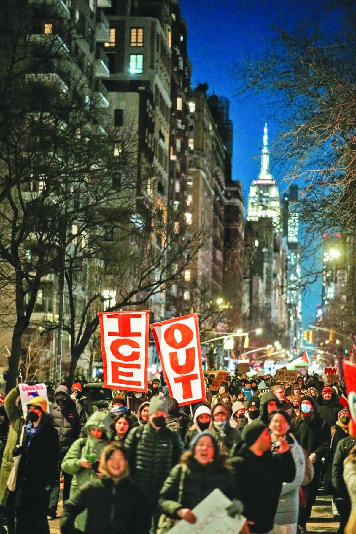 People march in protest against the ICE during a ‘National Shutdown’, a nationwide day of no school, no work and no shopping, in New York City. – Reuters