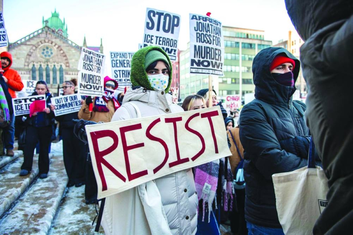 People partake in a ‘National Shutdown’ protest in Boston, Massachusetts. – AFP
