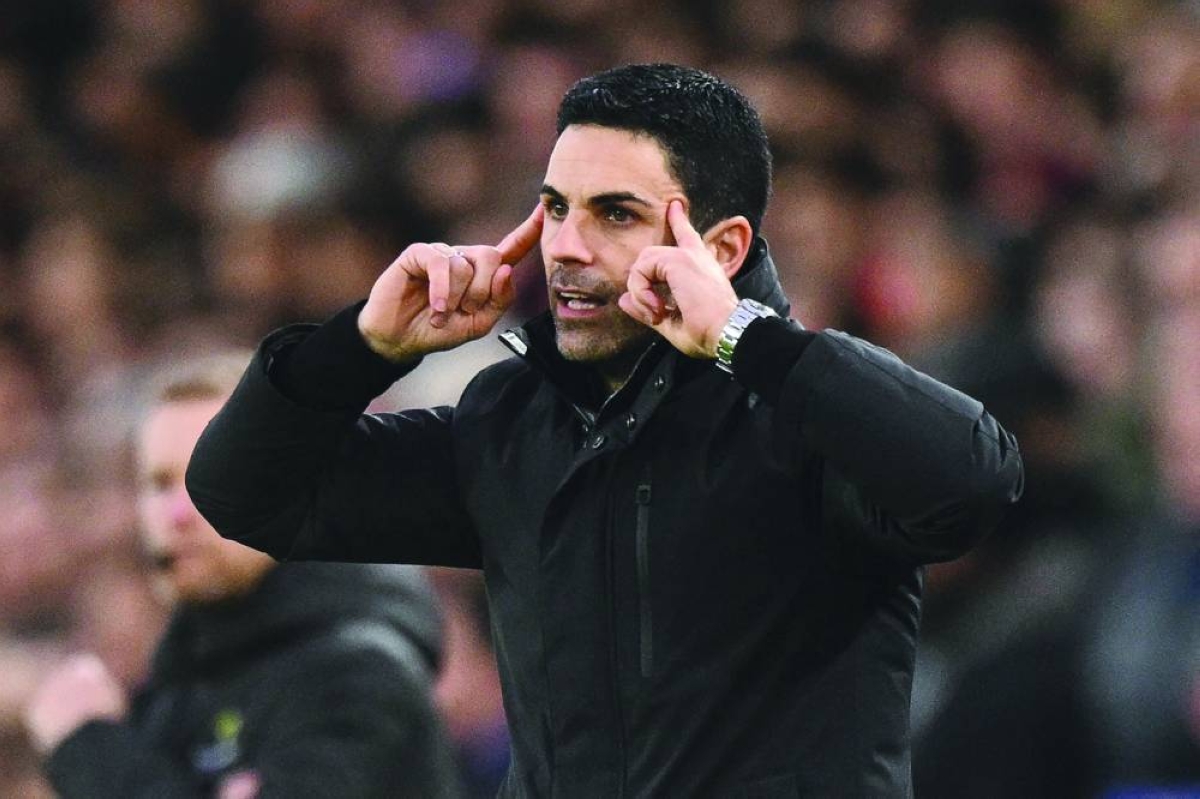 
Arsenal’s manager Mikel Arteta gestures on the touchline during the Premier League against Leeds United at Elland Road in Leeds. (AFP) 