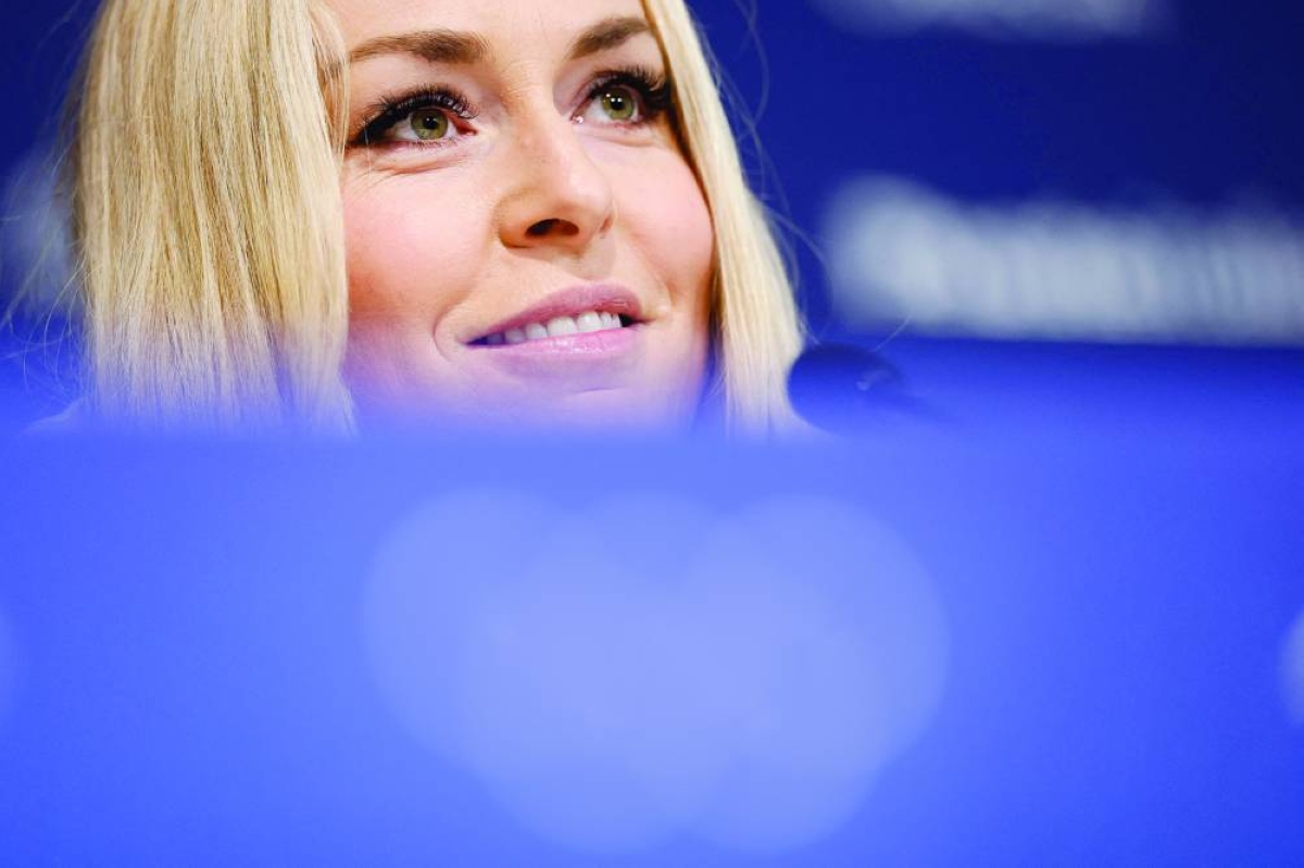 US skier Lindsey Vonn addresses a press conference ahead of the Milano Cortina 2026 Winter Olympic Games in Cortina d'Ampezzo on February 3, 2026. (AFP)