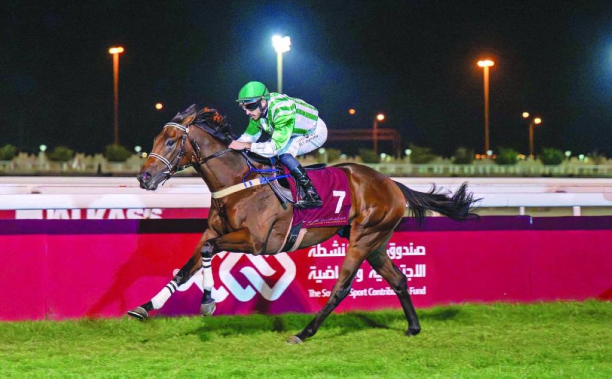 Jockey Marco Casamento rode Silca Blue to the Al Markhiya Cup win Thursday.