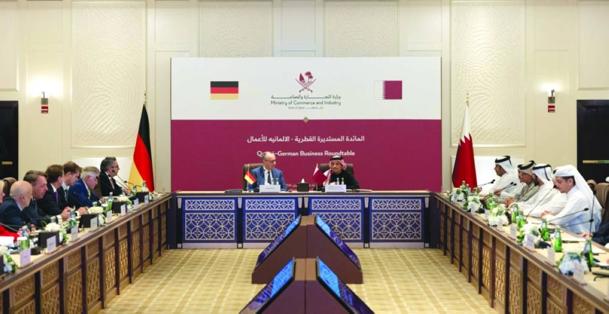His Excellency Prime Minister and Minister of Foreign Affairs Sheikh Mohammed bin Abdulrahman bin Jassim al-Thani and German Chancellor Friedrich Merz co-chaired the meeting of the Qatari-German Business Roundtable.