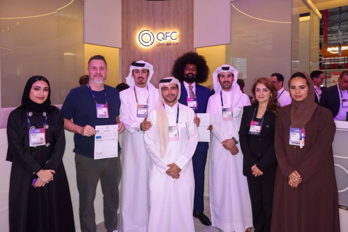 QFC officials with some of the representatives from the companies that got licence at the Web Summit Qatar 2026.